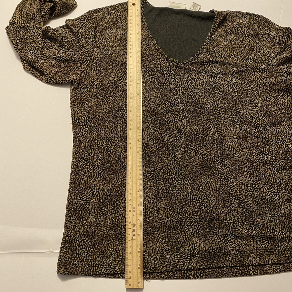 Chico's Brown and Tan Women's Long Sleeve Blouse V-Neck Size 2 - Picture 6 of 7